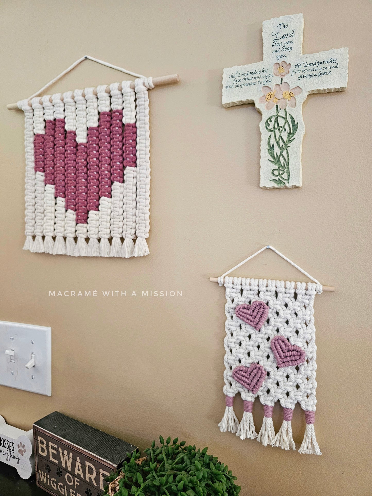 3 Mini Hearts Wall Hanging
